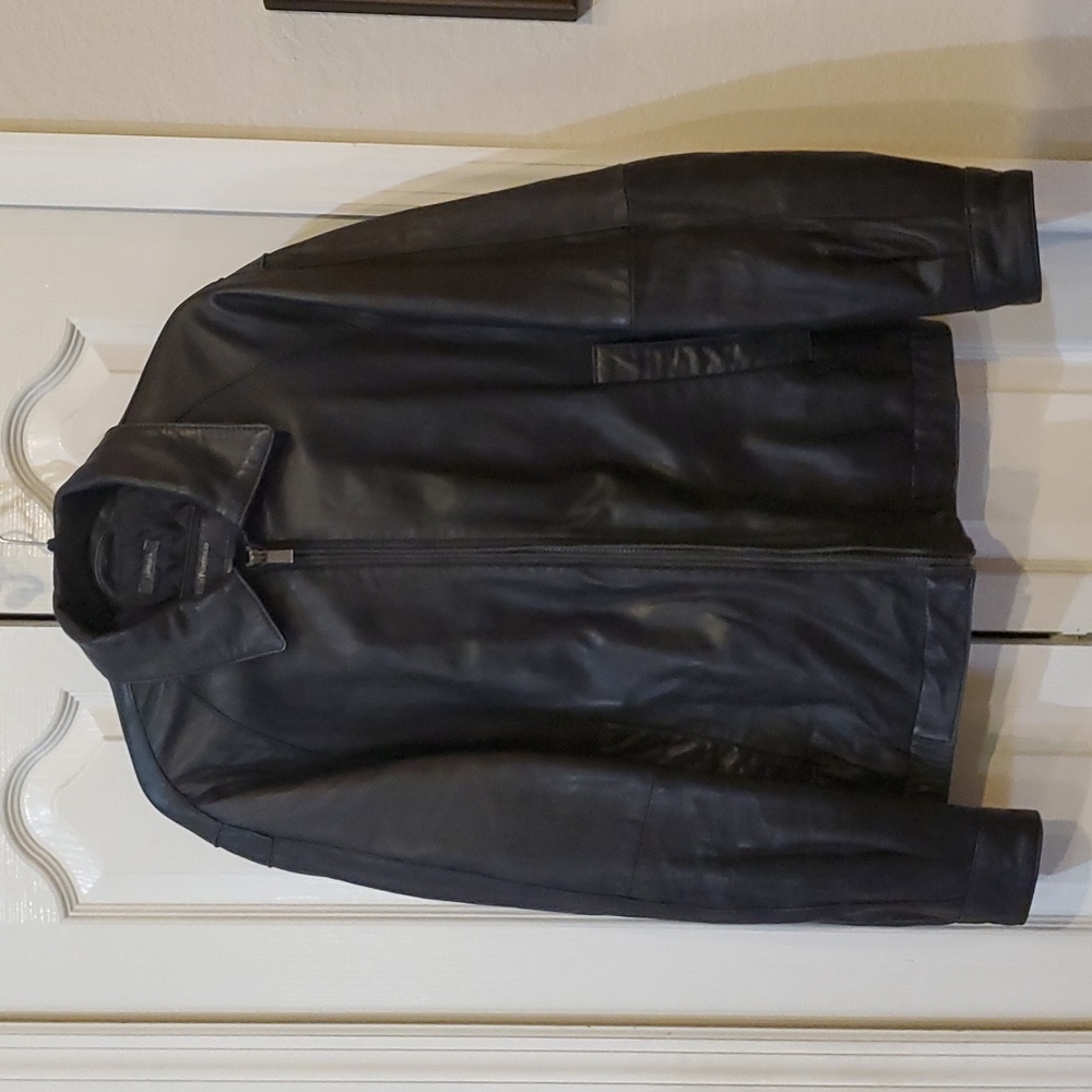 MENS BLACK LAMB LEATHER JACKET, size MEDIUM